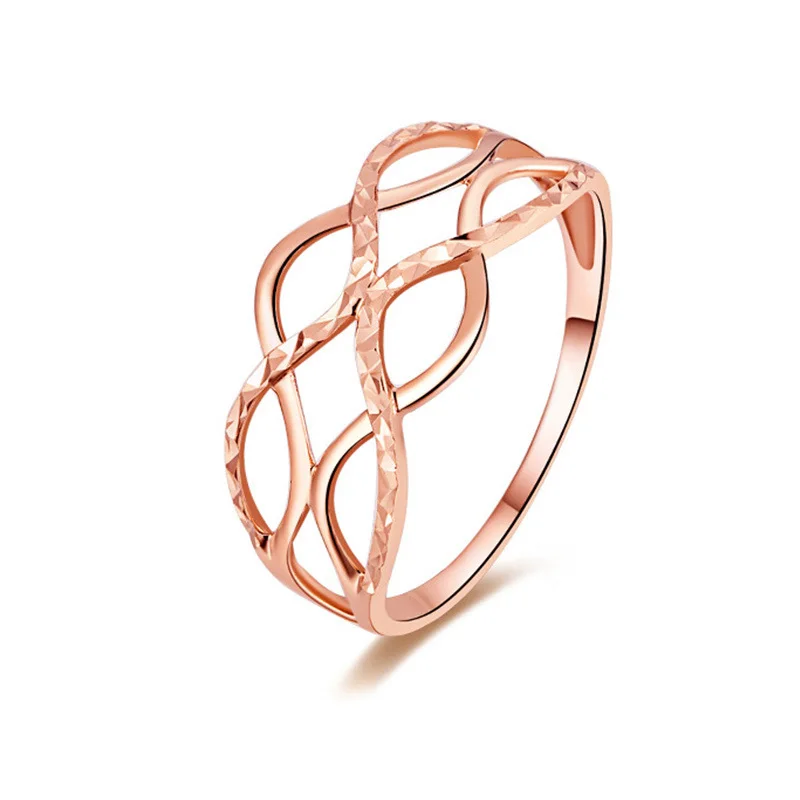 Новинка 2019 кольца из настоящего чистого золота 18 карат с волнистыми узорами для