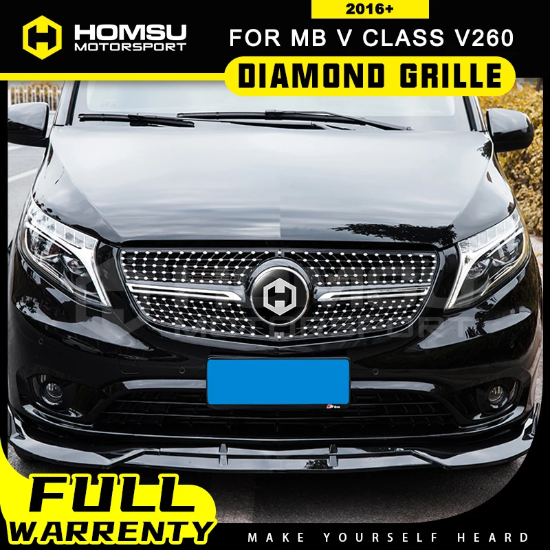 For VITO/V Class W447 Diamond Grille Black Silver for V260 V250 Front Bumper Racing Grill Year 2015-2019 | Автомобили и мотоциклы