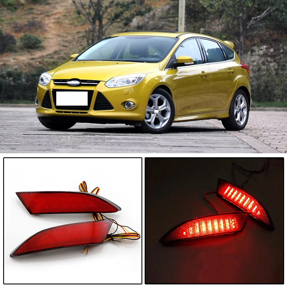 CAPQX 1 пара для Ford Focus хэтчбек седан 12-14 Светодиодный отражатель заднего бампера