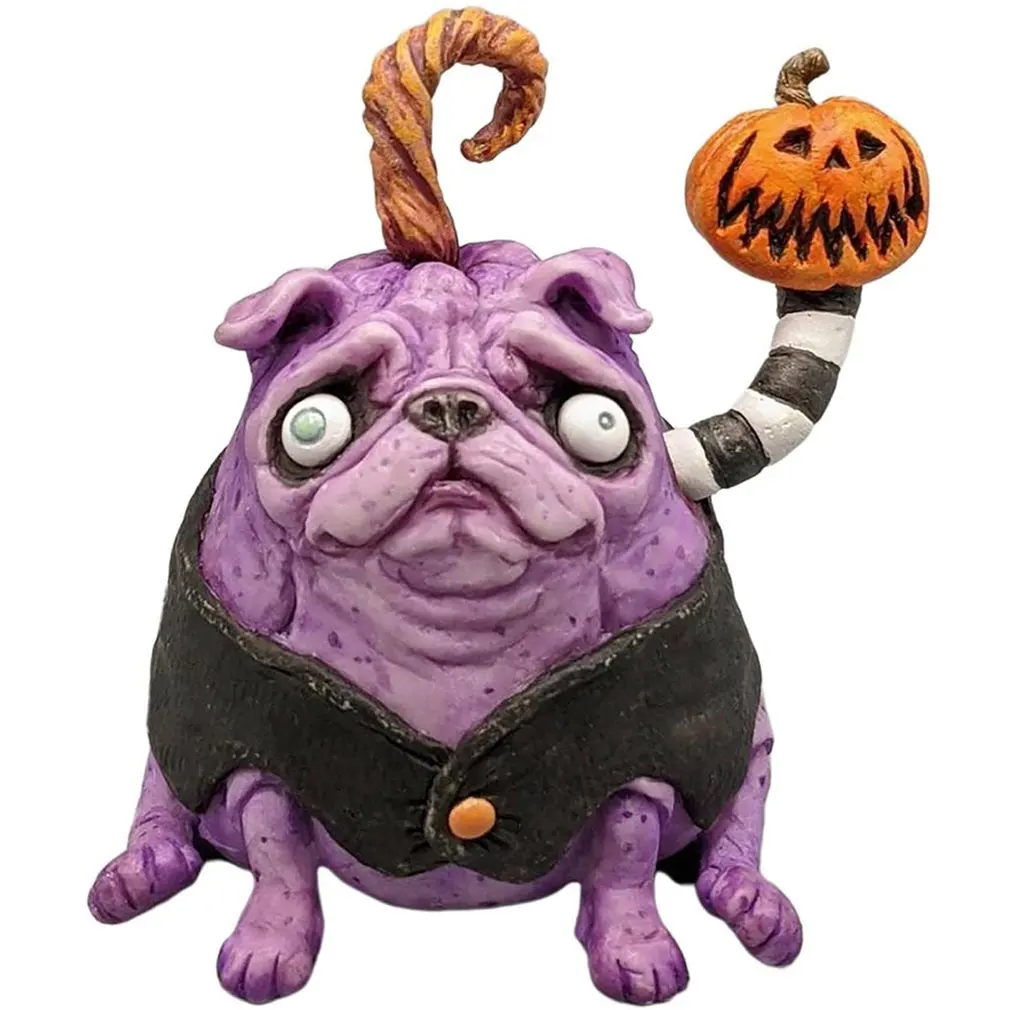 

Симпатичная Fgert Хэллоуин Сидящая статуя мопса рождественское животное фарфоровое домашнее и наружное украшение для сада