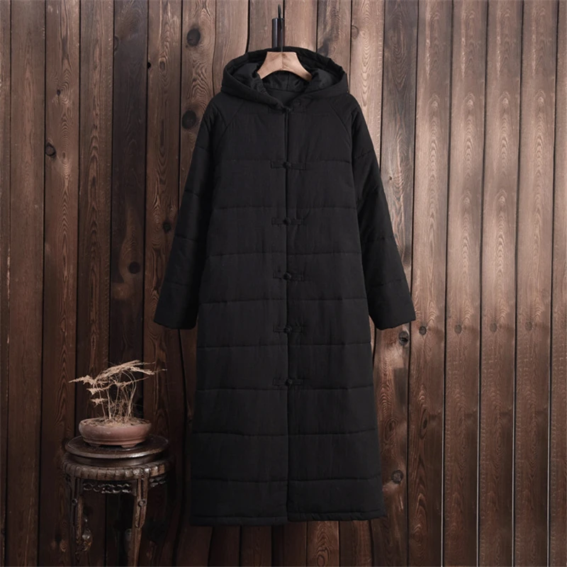 Женская парка с капюшоном Hisenky длинная винтажная Теплая стеганая куртка в