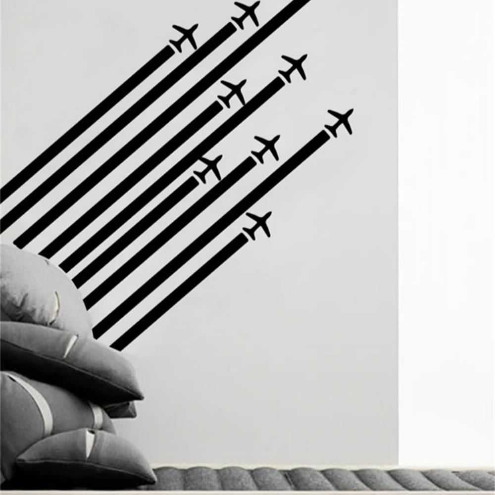 Настенный художественный плакат самолёт Геометрическая линия декоративная