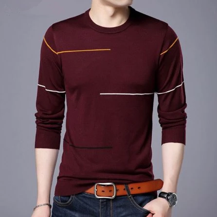 Autumn Winter Cashmere Wool Sweater Men Brand Clothing New Arrival Slim Fit Warm Sweaters O-Neck Pullover Men Top J687 - Цвет: Red