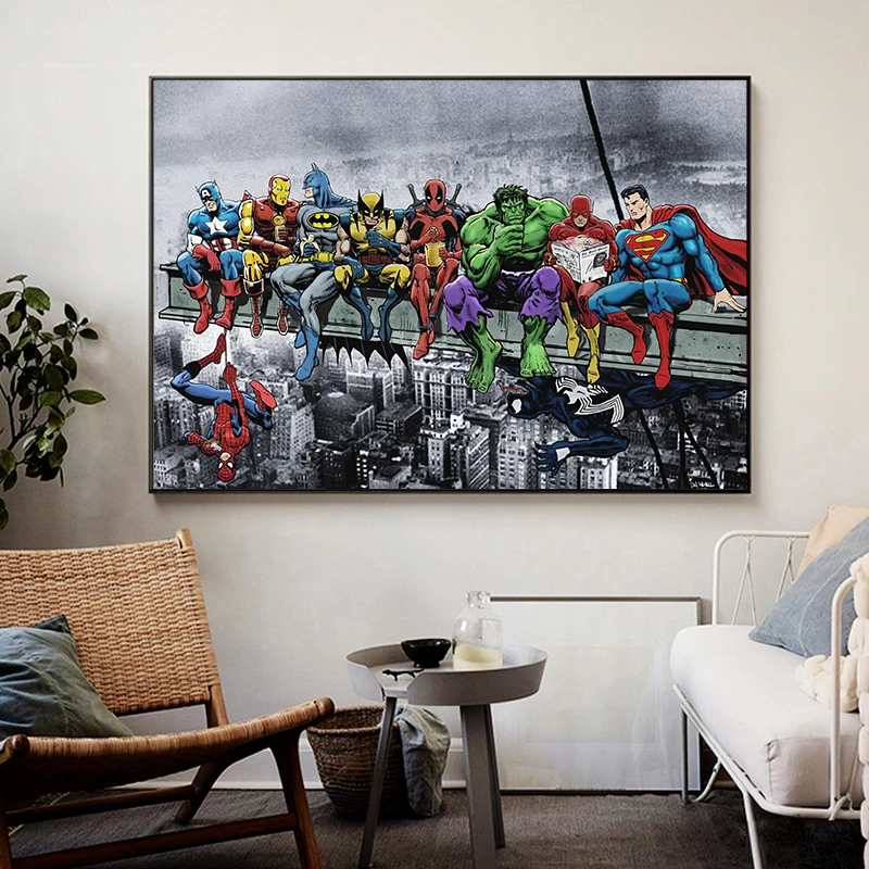 

Marvel Avengers Superhero Paintings Canvas Painting Cuadros Funny Movie Poster and Print Wall Art Picture Kids Room Home Decor