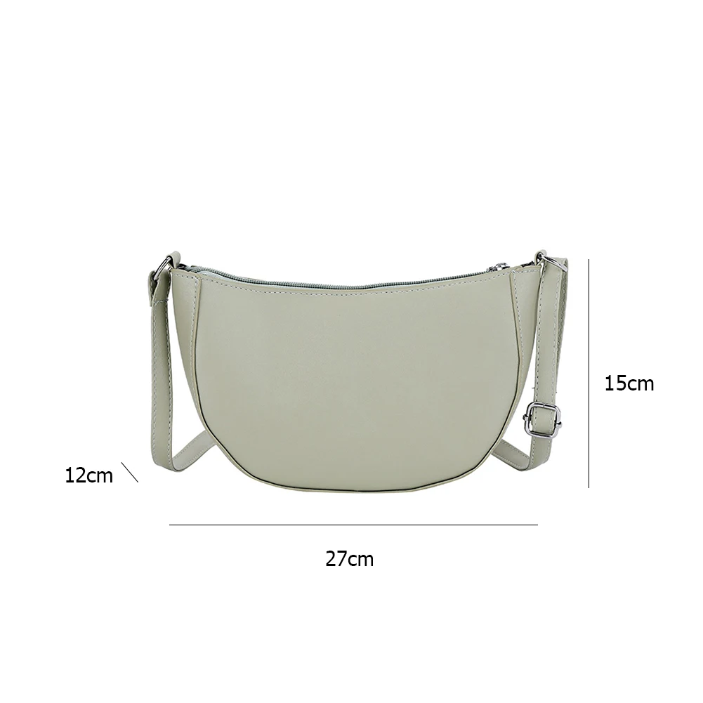 

Simple Semicircle Crossbody Bag Women PU Leather Shoulder Messenger Hobo Bags Female Solid Color Handbag Pouch