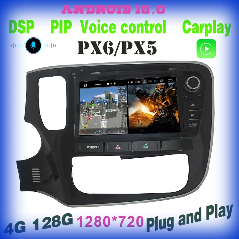 

Автомобильный мультимедийный dvd-плеер PX6 с голосовым управлением, Android 10,0, gps для outlander 2013, 2014, 2015, 2016, 2017, 2018, 2019, carplay, Wi-Fi, 4 + 128 ГБ