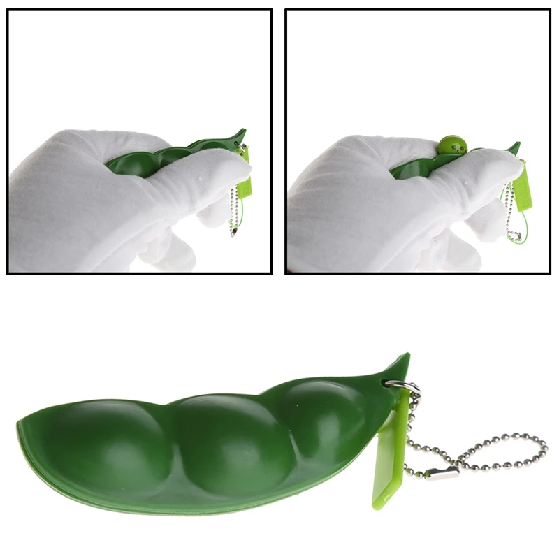 

Squeeze-a-Bean Soybean Fidget Vent Toys Stress Relieving Keychain Keyring Gift M3GE