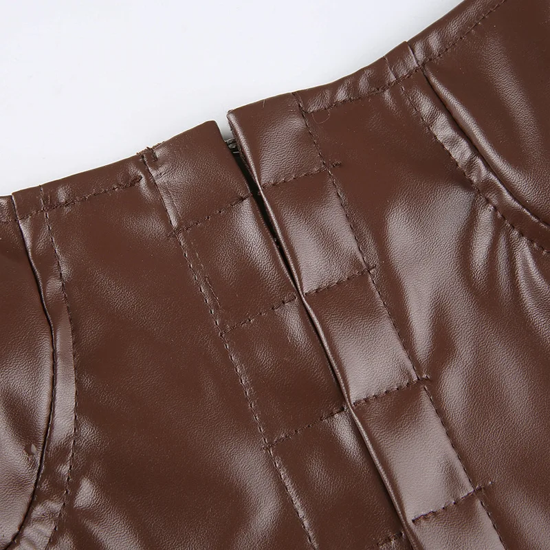 

YICIYA 2021 women summer The New Women's clothing Sexy Locomotive wind Ucollar Low-cut Breasted Pu leather corset sling Vest