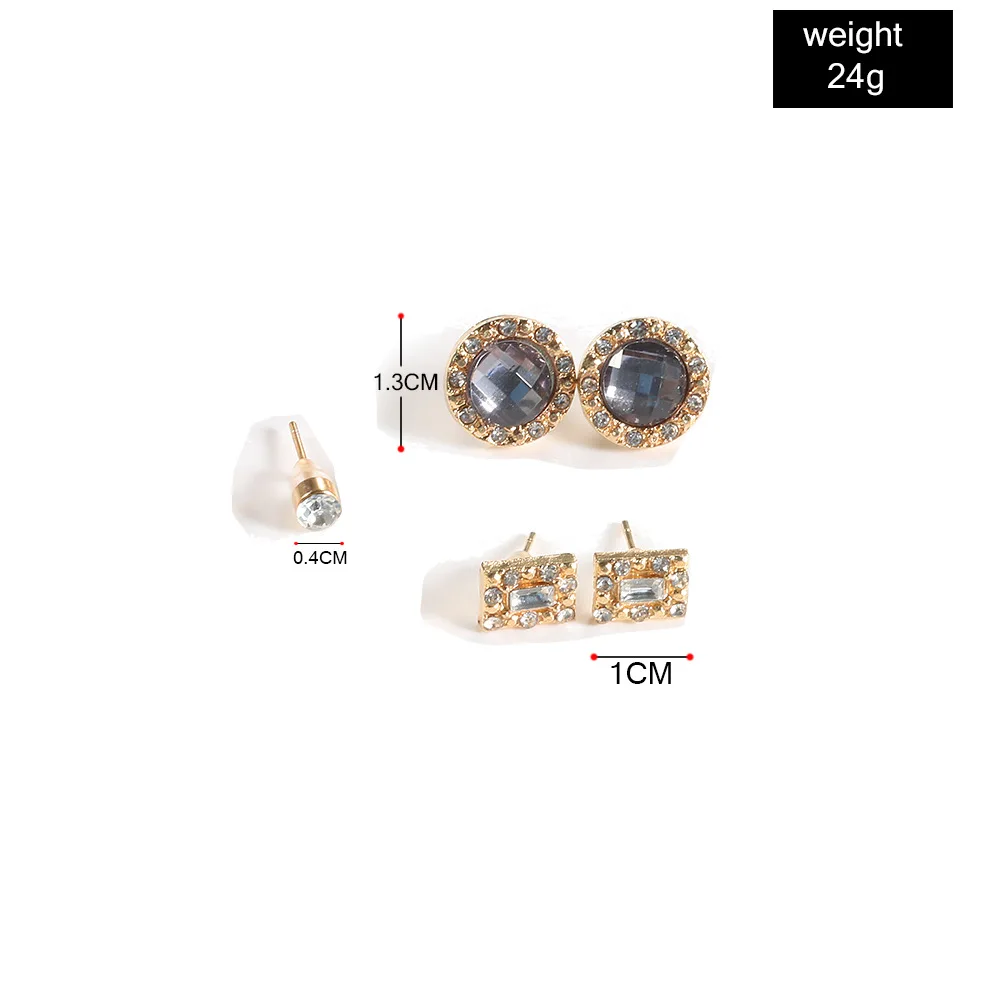 

7 Pairs Personalized Geometric Crystal Rhinestone Ear Studs Earrings Set