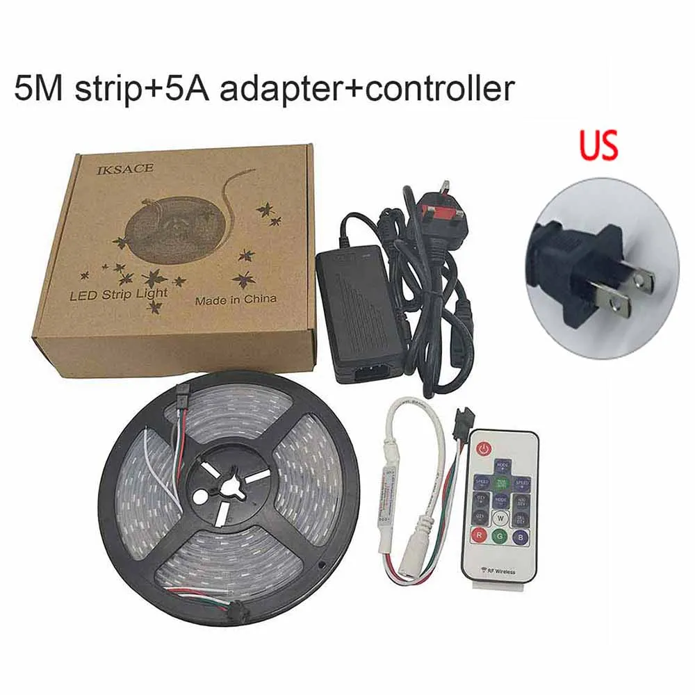 Complete set US plug 12V 2811 Светодиодные ленты 5A адаптер контроллер 2811 Пиксели программируемый индивидуальные адресная система Светодиодные ленты светильник WS2811 5050 RGB 12V - Испускаемый цвет: Complete set US plug