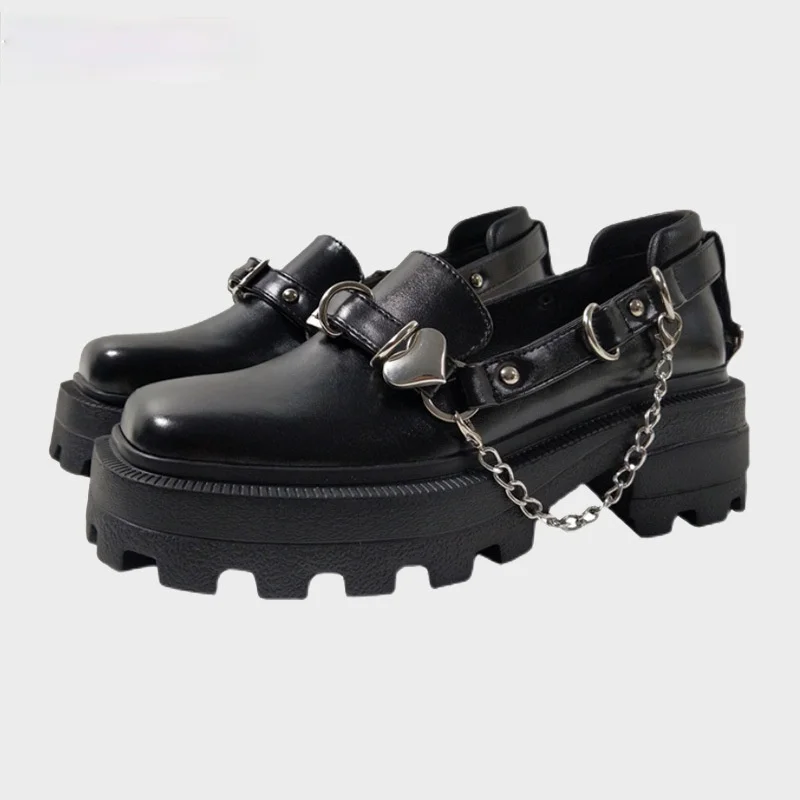 

2021 New British style fashion all-match Mary Jane Women's shoes Platform shoes Punk Student shoes Square heel leather shoes