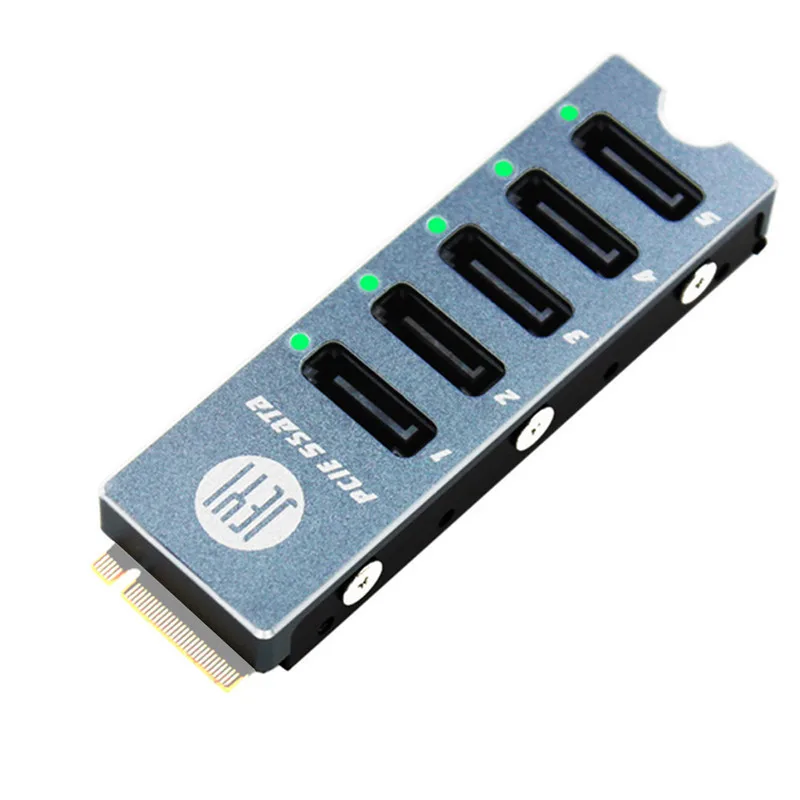 

Карта жесткого диска JEYI SATA JMS585-Slim, 5 портов SATA3 для M. 2 для радиатора охлаждения Nvme PCI-E 3,0-SATA 16G для ThunderBolt 3
