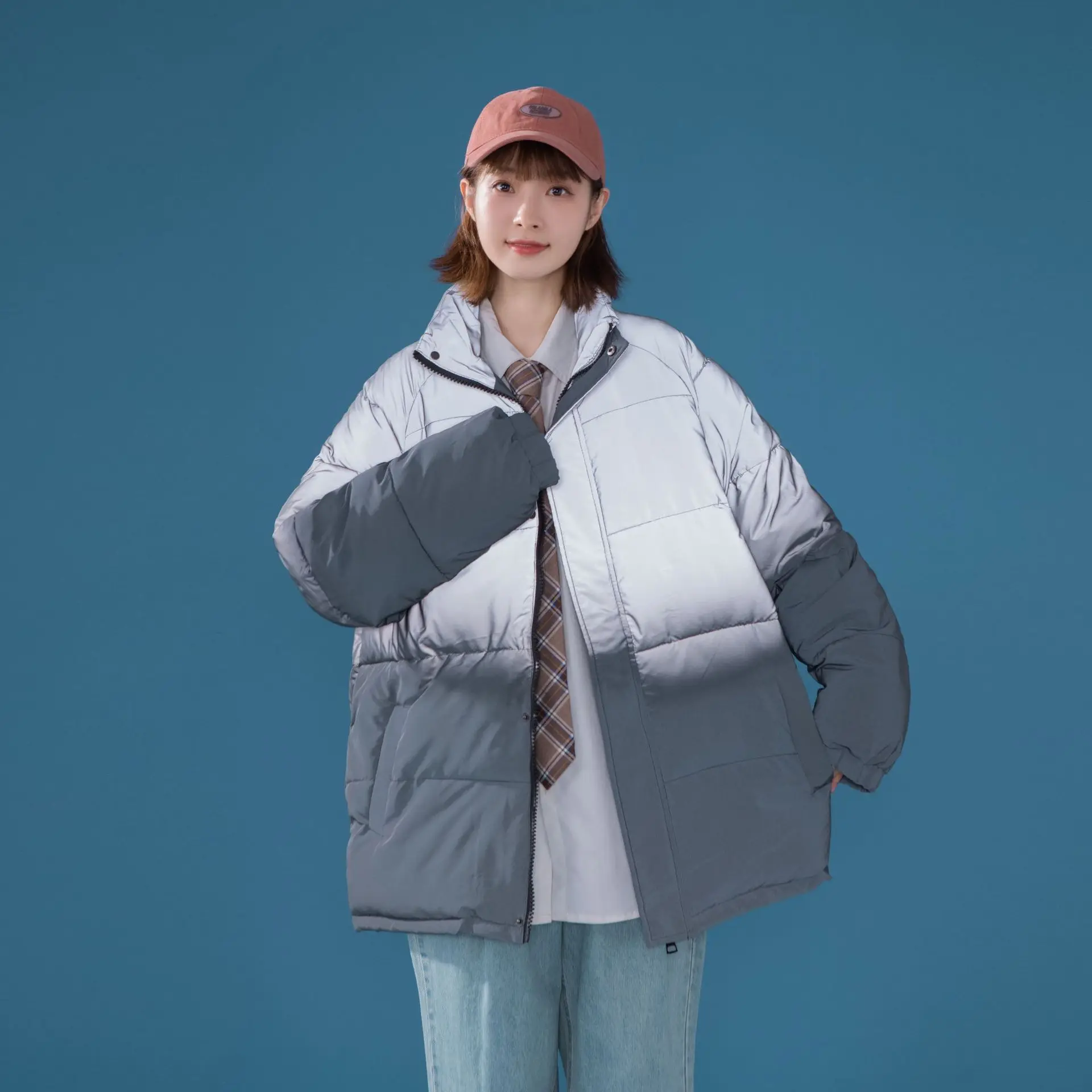 

New reflective padded jacket men's winter thick coat Korean version of the trend of ins explosion bread padded jacket