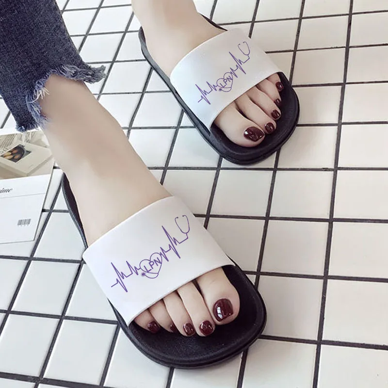 

Women Pattern Slippers Outdoor Slippers Summer Beach Fashion Open Toe Harajuku Slippers Printed Women's Non-slip Slides 2021