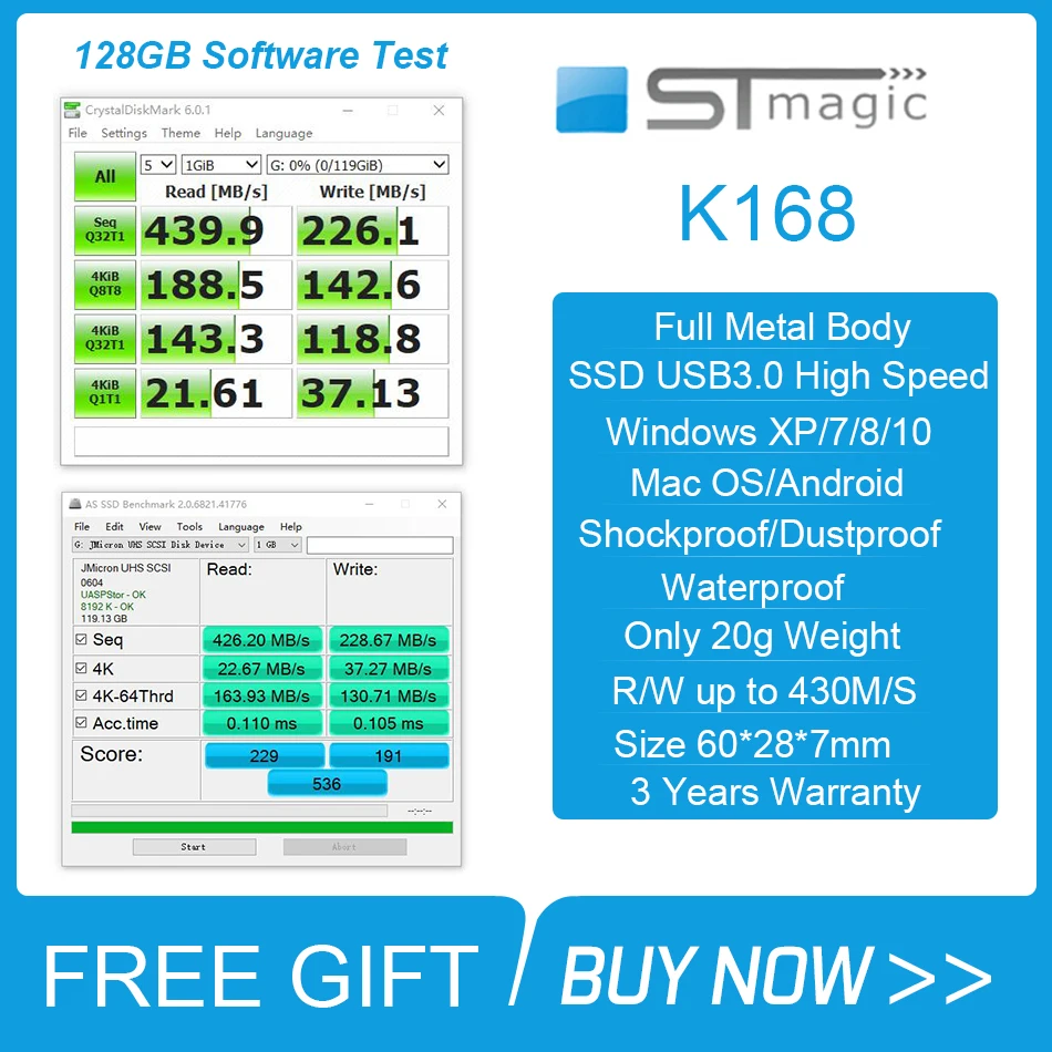 Мини SSD USB3.1 256GB Портативный твердотельный флеш накопитель 64GB 128GB PC Внешний 430 МБ/с.
