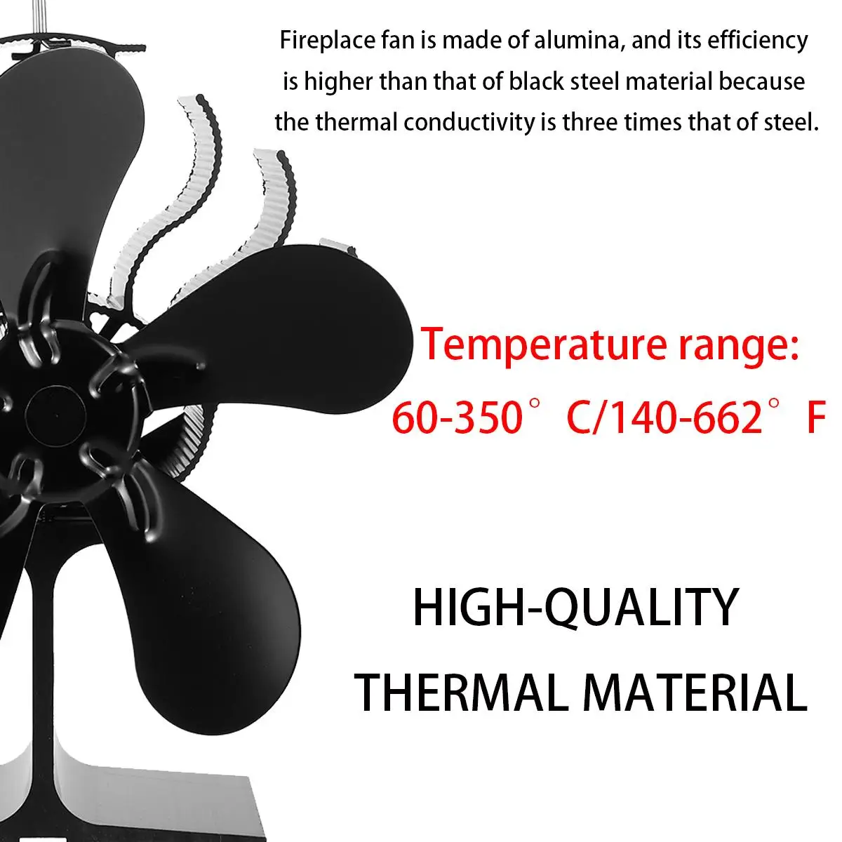 

Newest 5-blade Stove Fireplace Fan High Quality Effecient Heat Powered Log Wood Burner Stove Fan Eco-fan Quiet Heat Distribution