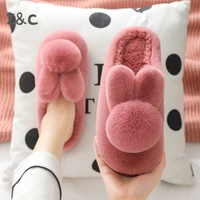 cotton slippers womens winter thick soled non slip three dimensional plush warm home indoor couples cute furry slides shoes