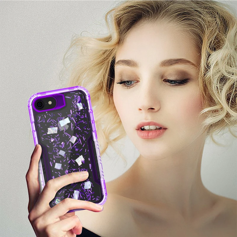 Роскошный чехол для телефона iPhone 8 7 6 Блестящий жесткий 3 в 1 из мягкого ТПУ с