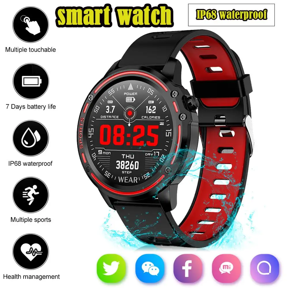 Смарт часы L8 для мужчин IP68 Водонепроницаемые с ЭКГ ППГ артериальным давлением