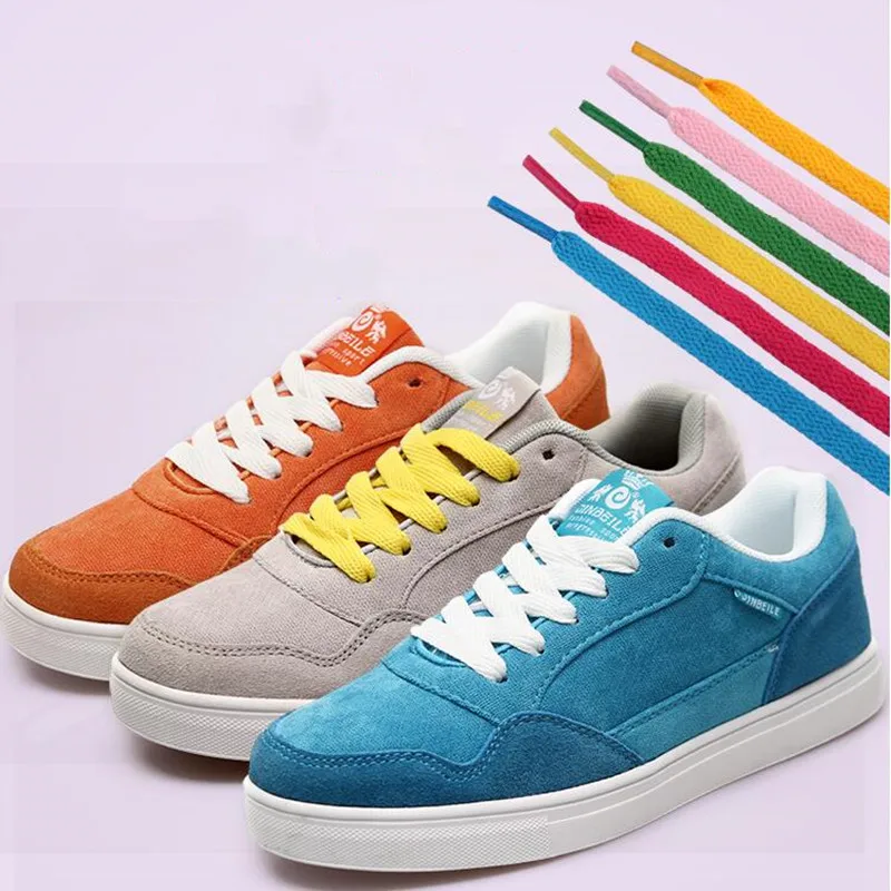 Wholesale! 500 Pairs Flat Shoelaces 0.8cm Width Laces Strings for Running Shoes 100CM / 120CM Shoelace DHL Dropshipping