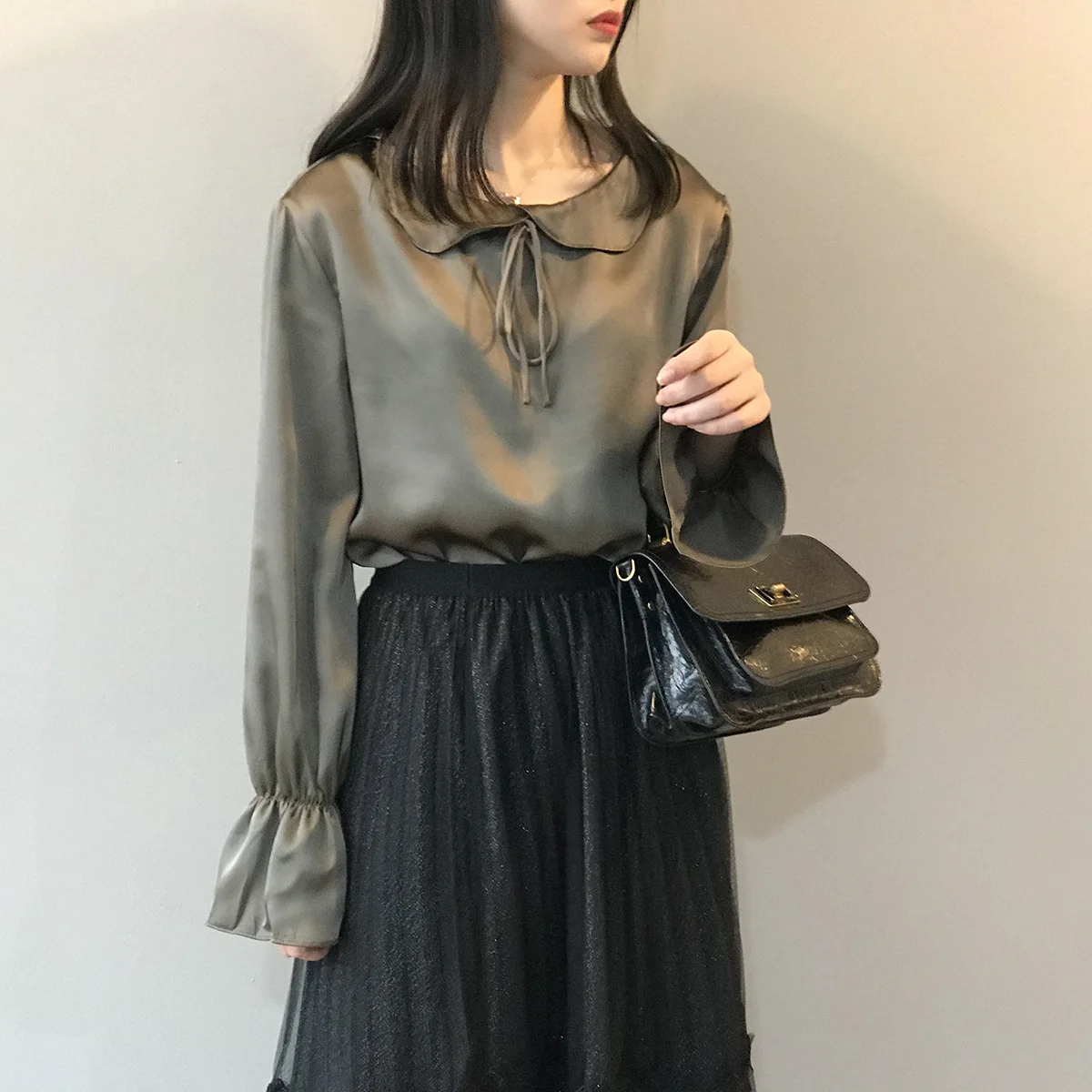 Женская рубашка с гофрированным воротником Весна 2020 Новинка Корейский