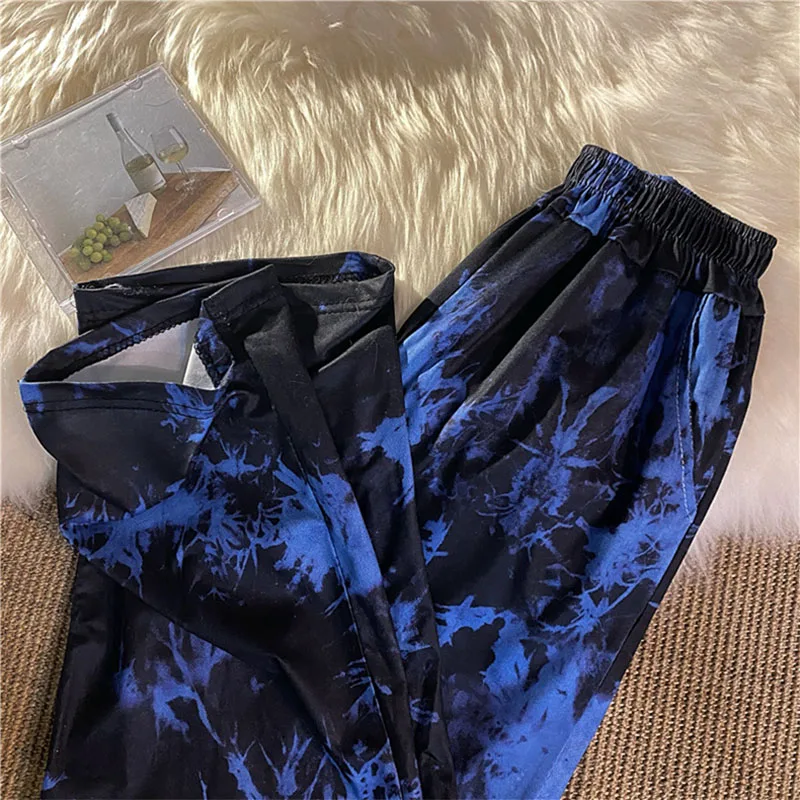 

Tie Dye Printing Women Casual Pants Fashion Street Female Wide Leg Pants Harajuku High Waist Ladies Girls Jogging Trousers