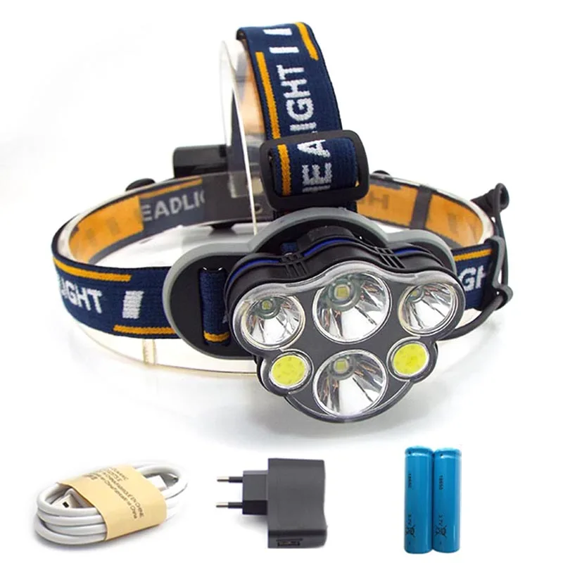 

6 LED high power COB LED Headlamp T6 Waterproof Fishing Super Bright Flashlight For Camping Lamps lampe frontale Frontal Light
