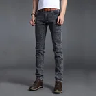 Мужские эластичные джинсы, серые и синие джинсовые брюки в стиле ретро, повседневные мужские джинсы, размеры 27-36, для весны и осени, 2022