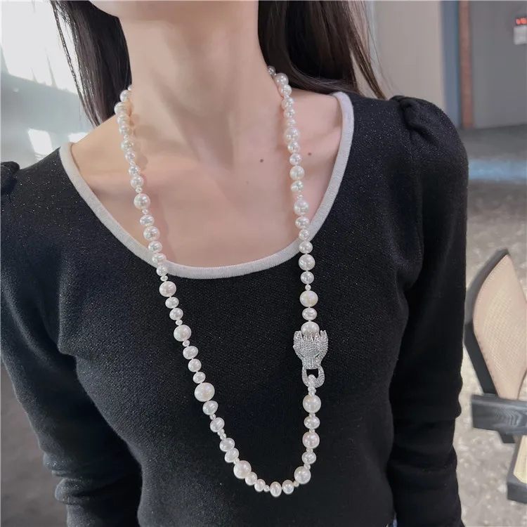 Natural Cultured Fresh Water Pearl  Necklace Cz Classic Handmade For Women
