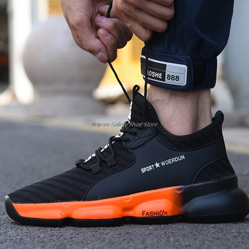 

Lightweight Safety Shoes Men Work Boots Anti-stab Sneakers Work Boots With Steel Toe Shoes Anti-smash Footwear Safety Boots 2021