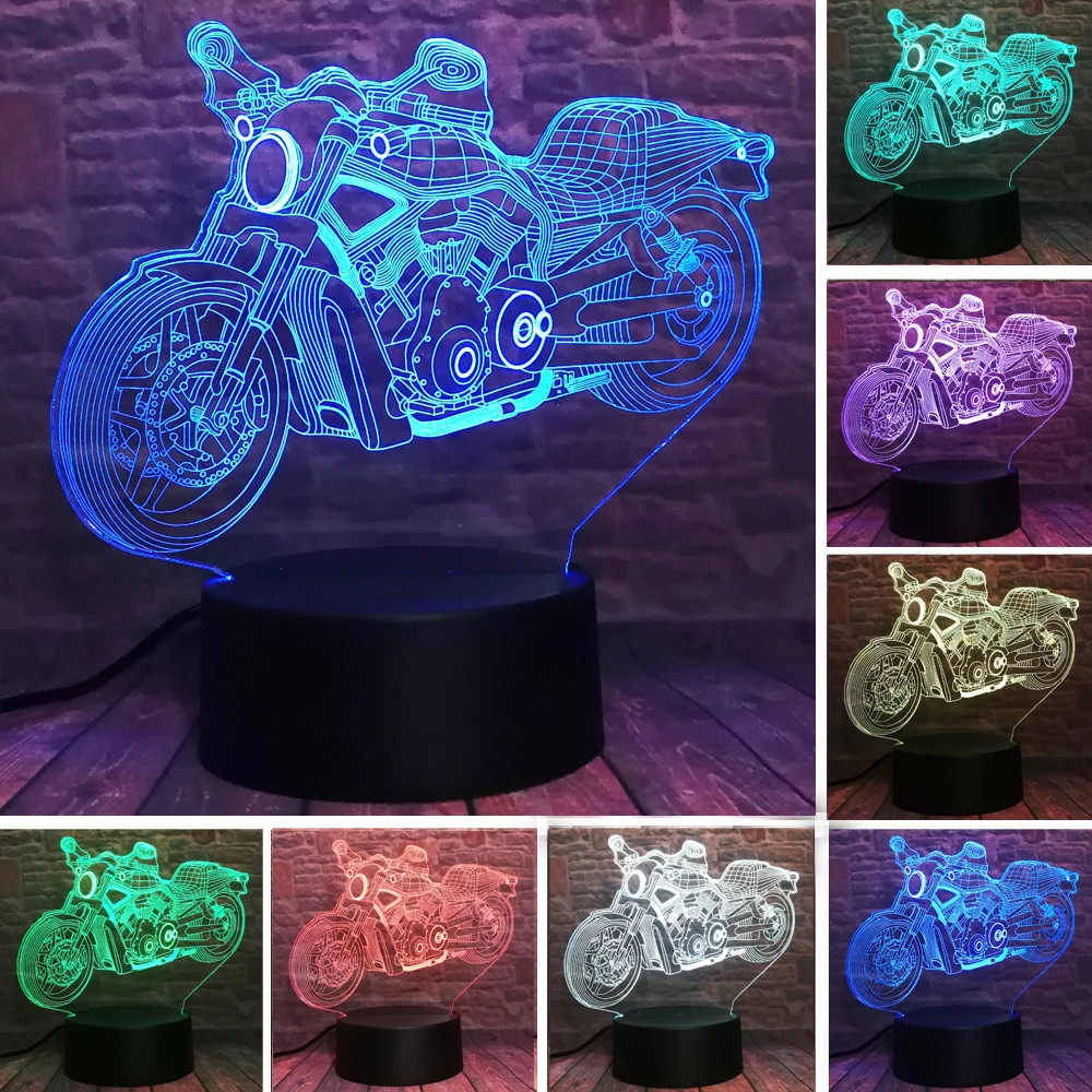 Крутой Рождественский подарок мотоцикл байкер всадник 7 цветов светодиодный