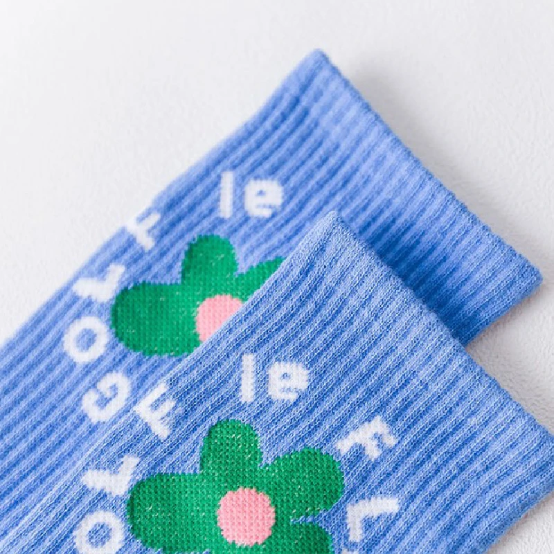 Женские носки с длинным рельефным рисунком в стиле Харадзюку хлопковые для