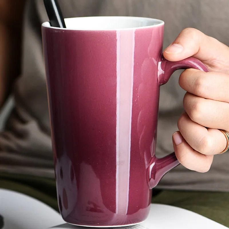 Цветная Керамическая кружка с градиентной глазурью кофейная чашка крышкой ложка