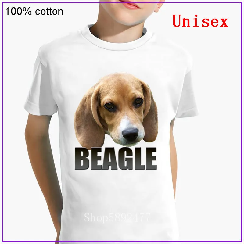 Костюм с принтом собаки Beagle топы Детская футболка коротким рукавом для мальчиков