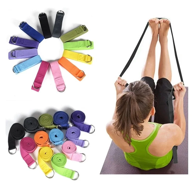 

183CM Adjustable Yoga Belt D-Ring Gym Exercise Pilates Latin Dance Stretching Waist and Leg Elastic Resistance Band Fitness Band