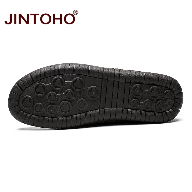 Ботинки JINTOHO мужские кожаные до щиколотки модные брендовые теплые ботинки из