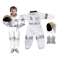 toddler kids boys girls astronaut costume jumpsuit classic space coat pretend play dress up outfit set with gloves helmet hat