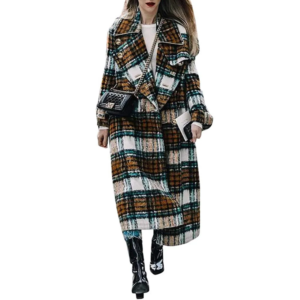 Женское модное клетчатое шерстяное офисное элегантное разноцветное