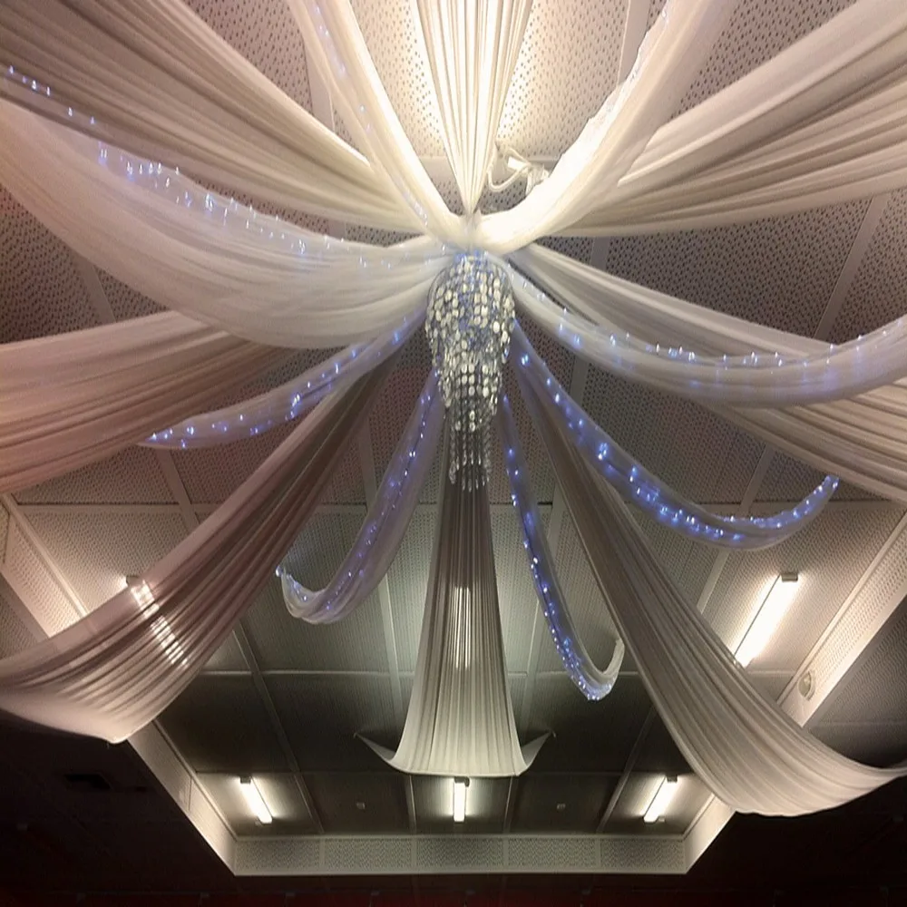 Wedding Accessories 10pcs Per Set White Chiffon Ceiling Drapes Table Swag For Events Stage Party Decoration Roof Drapery Canopy