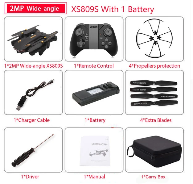 Wide 2MP 1B Carry Bg Visuo Xs809s Battles Sharks Wifi Fpv широкоугольная камера складной Радиоуправляемый Дрон Квадрокоптер Vs Visuo Xs809hw Sx812 Sg106 906 M69 M70 - Цвет: Wide 2MP 1B Carry Bg