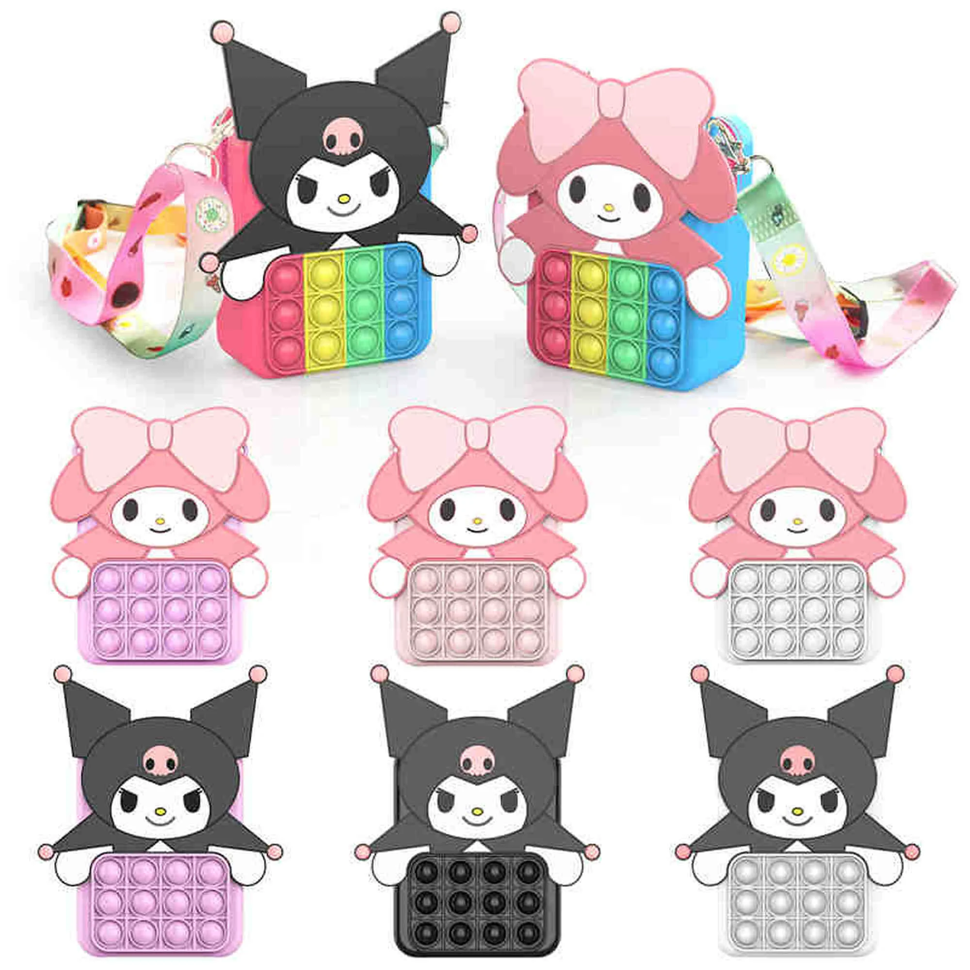 

Pop It Радужная сумка через плечо Fidget Toys Push Melody koomi Mymelody Bubble портмоне Fidget Gifts сжимаемые игрушки для снятия стресса