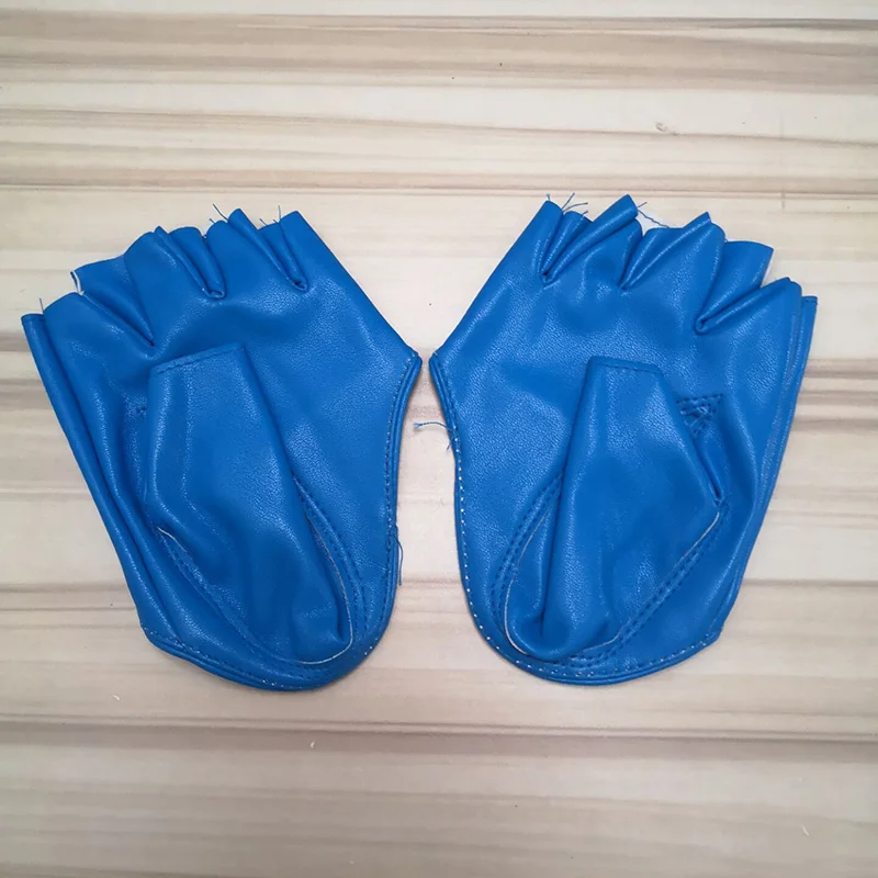 C61 Blue Модные сексуальные женские кожаные перчатки для танцев на шесте в ночном клубе, Женские Перчатки для фитнеса в готическом стиле, панк-рок, L63 - Цвет: C61 Blue