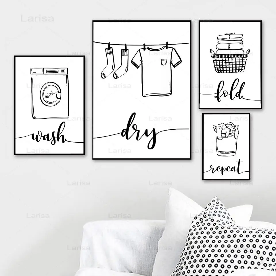 

Cartoon Wall Decor Painting Sketch Canvas Print Black and White Poster and Print Modular Picture Dry Fold Wash Cloth