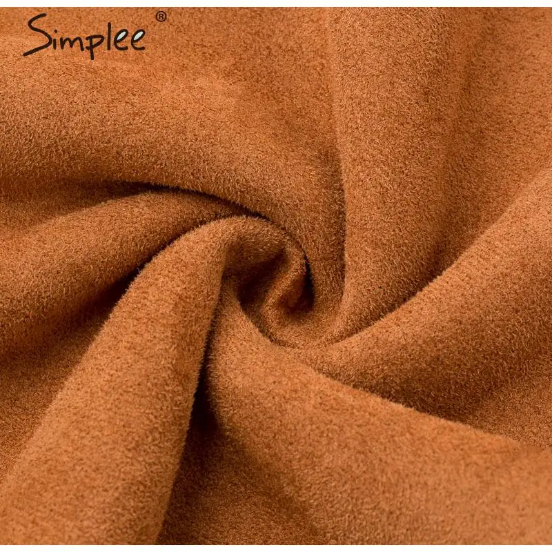 Simplee винтажные коричневый осенние пальто замшевые лоскутные изделия