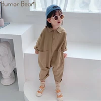 humor bear children clothing jumpsuit 2020 autumn pocket boys girls casual letter tooling denim kids clothes toddler boys girls