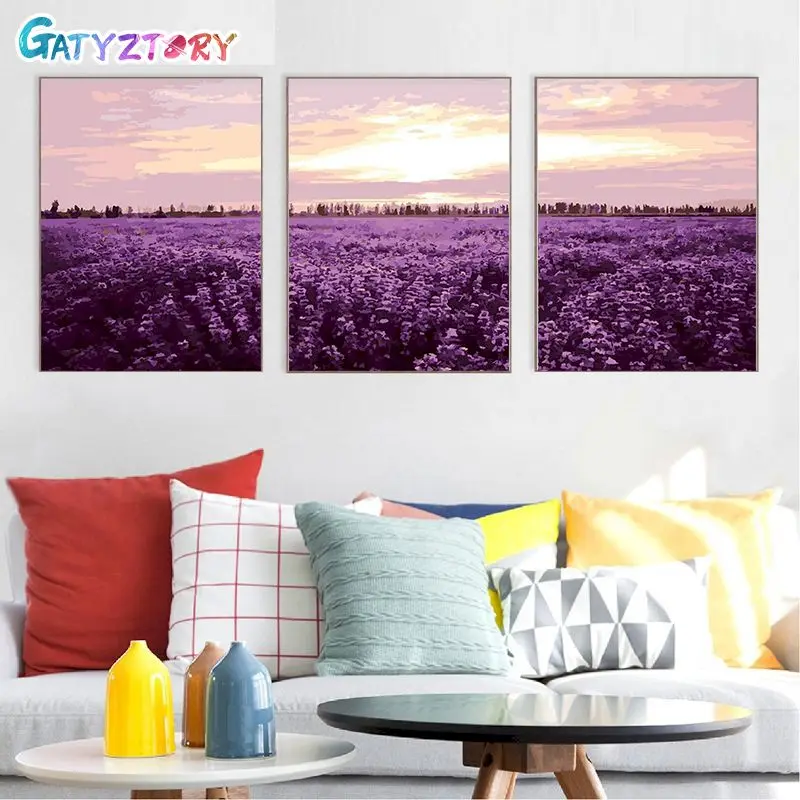

GATYZTORY Painting By Numbers With Frame Acrylic Paint Lavender Flowers Number Painting For Home Decor ON Canvas Painting For Wa