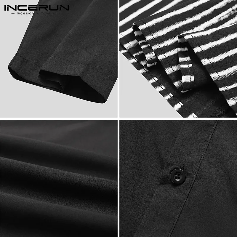 

Man Patchwork Jubba Thobe INCERUN Mens Printed Abaya Muslim Robes Long Sleeve Dubai Islamic Clothing Leisure Buttons Robes 5XL 7