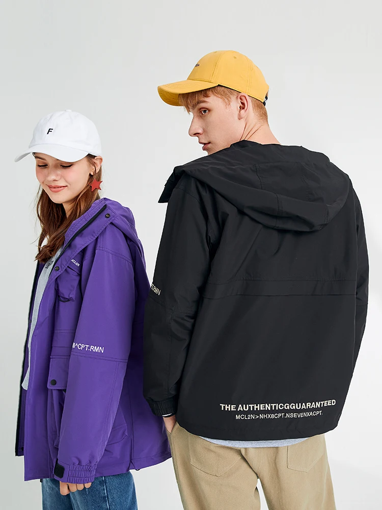 Pioneer Camp одежда для пары куртка с капюшоном Фиолетовый Синий Повседневная Мужская одежда Женская ветровка для пары AJK908158T