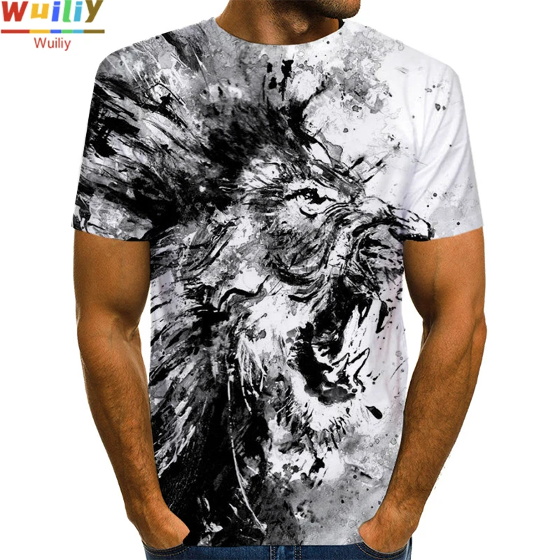 Футболка Мужская/женская с 3D-принтом льва Спортивная тенниска в стиле хип-хоп