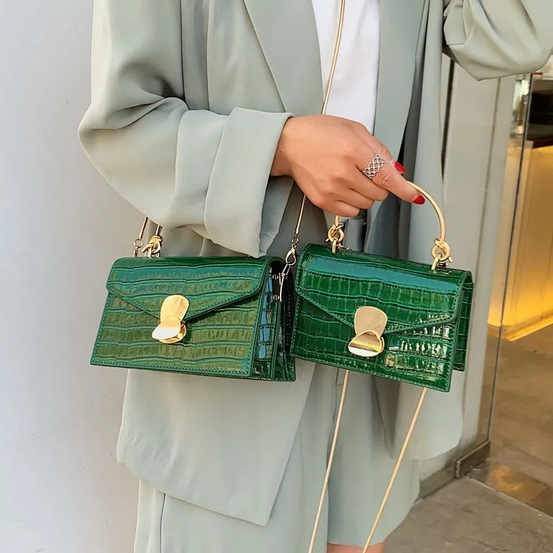 Винтажные женские сумки через плечо с каменным узором и золотой цепочкой модные